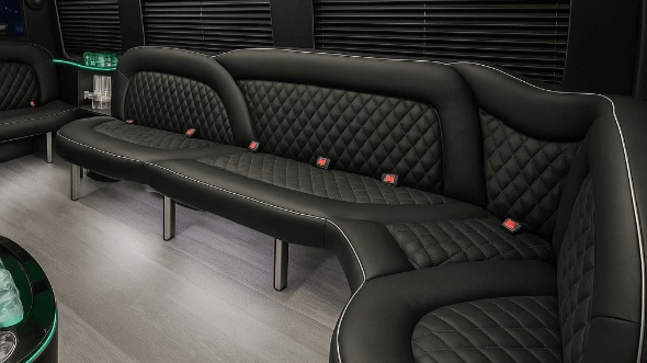 Interior of Charter Bus Company Riverview's 18 Passenger Party Bus in Riverview