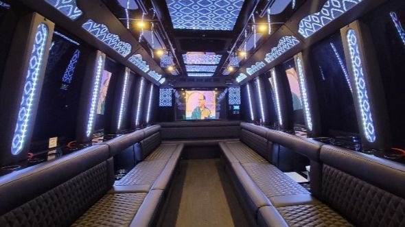 Interior of Charter Bus Company Pinellas Park's 28 Passenger Party Bus in Pinellas Park