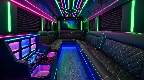 Interior of Charter Bus Company Town n Country's 40 Passenger Party Bus in Town n Country