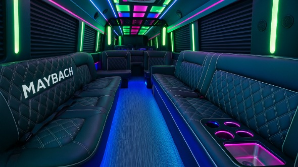 Interior of Charter Bus Company Wesley Chapel's 40 Passenger Party Bus in Wesley Chapel