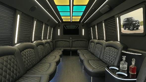 Interior of Charter Bus Company Brandon's 50 Passenger Party Bus in Brandon